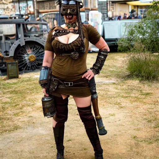 Image similar to full body photo of dieselpunk amazon warrior