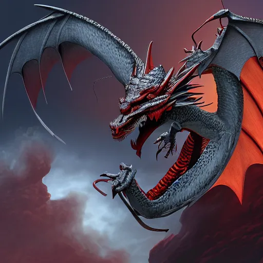 Image similar to The dragon of death, digital art, 8k