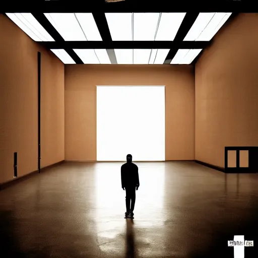 Prompt: kanye west in a long empty office building, the backrooms, dramatic lighting, 4 k, highly detailed