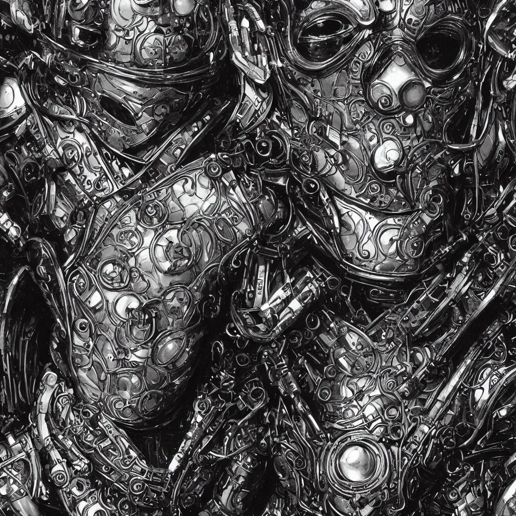 Prompt: hyperrealistic art nouveau bust portrait of Doctor Doom in intricate mechanical armor by Chris Bachalo and Michael Golden, highly detailed, full dark colors, 8k, epic atmosphere, perfect digital inking and paint, perfect muscle structure, metallic art nouveau background designs, precise machinery, perfect symmetry, futuristic, medieval, dystopian, Blade Runner, dim lights, high technical detail