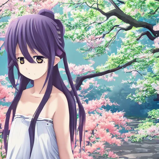Image similar to Anime, girl, cute, Nature, Japan, hyper-detailed, outdoors, 8k,