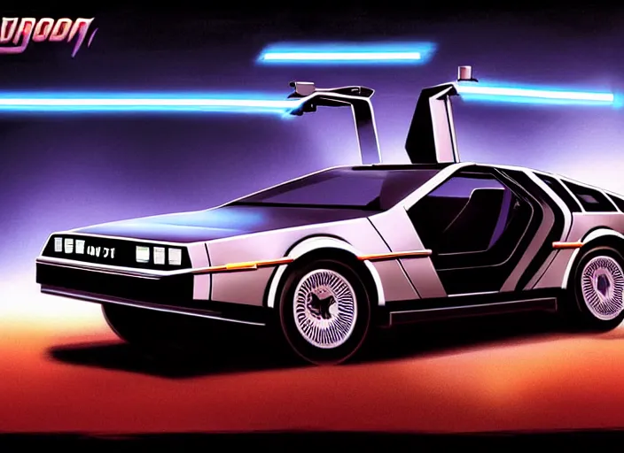 Image similar to concept art, delorean, knight rider, daft punk, tron legacy, vyle art