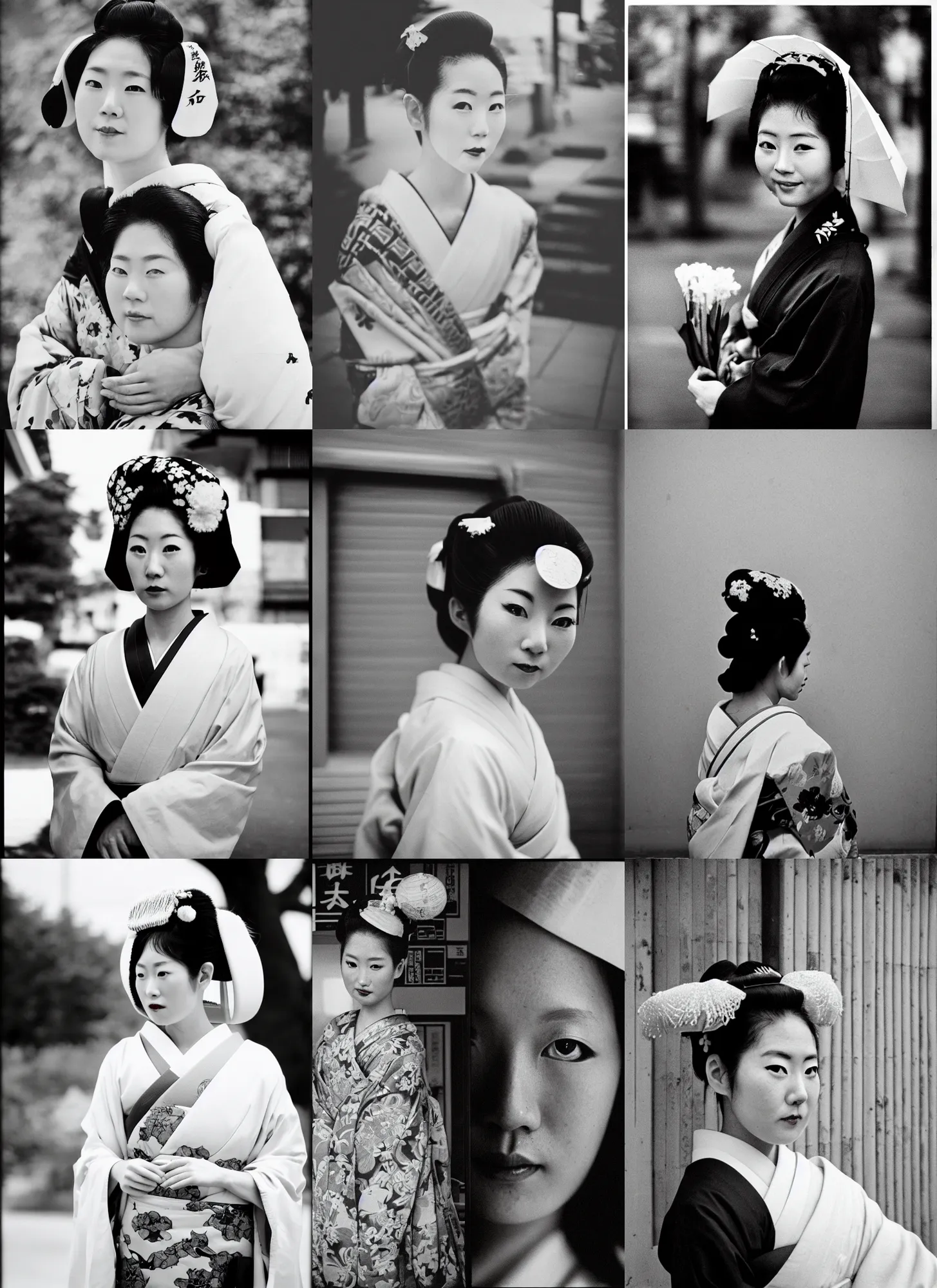 Prompt: Portrait Photograph of a Japanese Geisha Kodak Tri-X 400TX