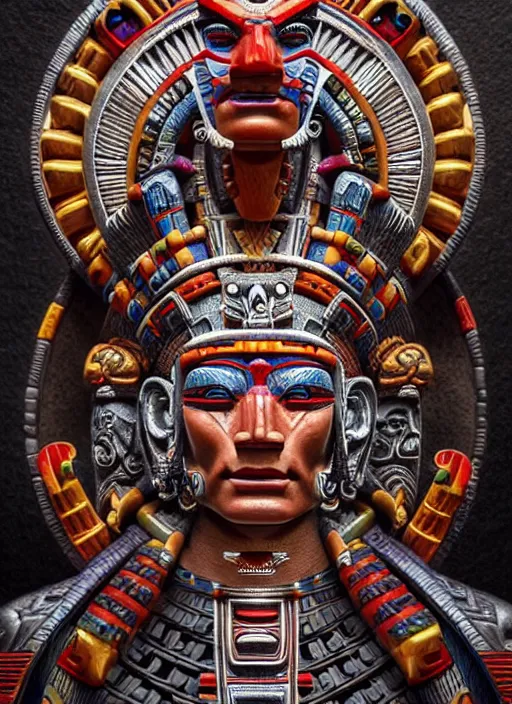 Image similar to photo of an aztec god in the style of stefan kostic, realistic, sharp focus, 8 k high definition, insanely detailed, intricate, elegant, art by stanley lau and artgerm