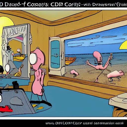 Image similar to dslr scene of farside comic drawn by gary larson, comprehensive 2 d render, perfect symmetry, intricate, masterpiece, artstation, stunning