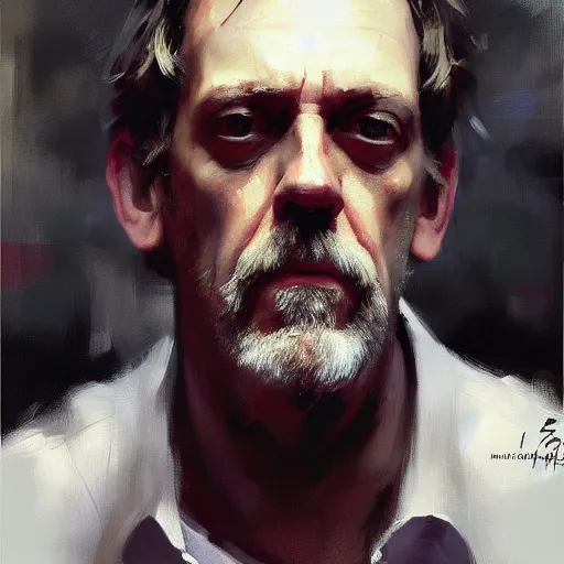 Image similar to face protrait of hugh laurie, jeremy mann painting