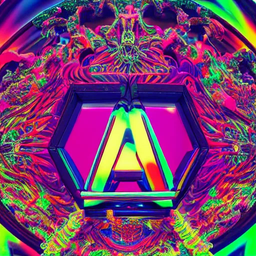 Image similar to a and w vaporwave logo, colorful, digital art, cosmic, 3 d high definition, trending on art station, photorealistic, high resolution, 8 k, octane, hyper detailed, insane details, intricate, elite, ornate, elegant trend, highly detailed and intricate, sharp focus, photography, unreal engine