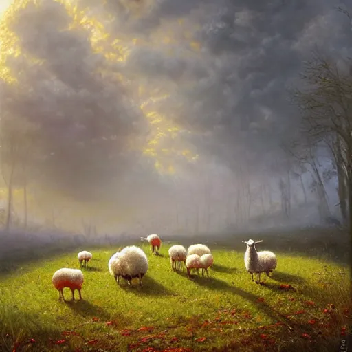 Image similar to Didier Raoult saves the sheep, realistic, detailed, cinematic light, art by catholic saints