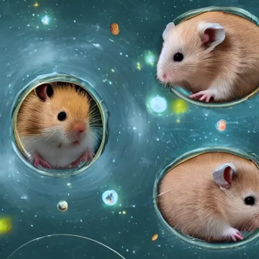 Prompt: Space missing, hamster in extinction, highly detail