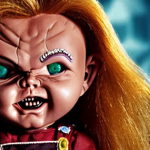 Image similar to Chucky the killer doll on an episode of Full House 8k