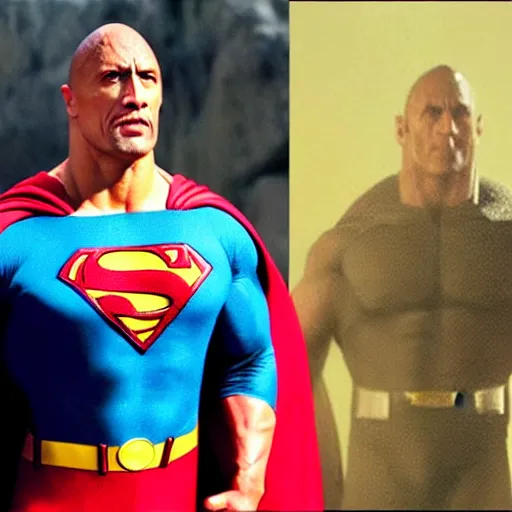 Image similar to the rock in a Superman costume