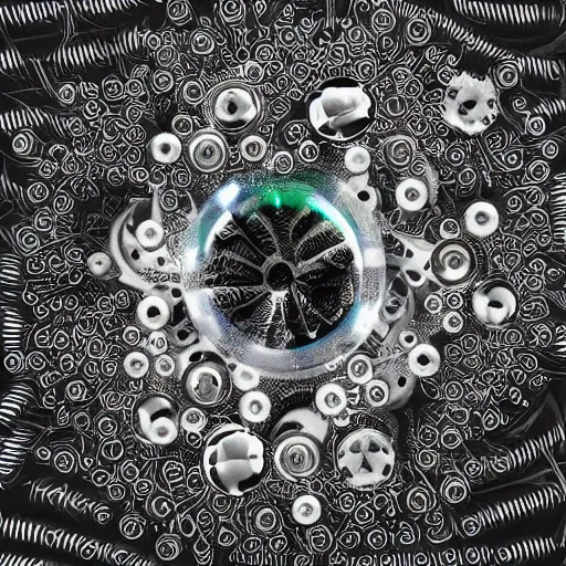 Image similar to Ferrofluid, evil nanobot, organic liquid metal, alien bioweapon, generative technology, mechanical morph engine, gears of death, conspiracy theory, spikes, pins, needles, thorns, nails