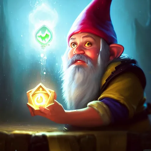 Prompt: [ important ] amazing portrait of funny gnome ], hearthstone splash art, deiv calviz, splash art, natural light, elegant, intricate, fantasy, atmospheric lighting, by greg rutkowski, hearthstone splash art, hd wallpaper, ultra high details, cinematic composition, professional master piece made in one year