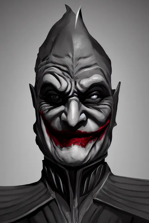 Prompt: Joker wearing sith's armor, full character, artstation, highly detailed, highly realistic