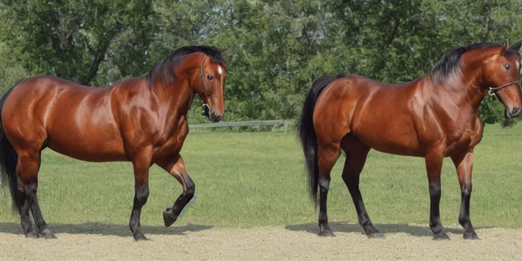 Prompt: american quarter horse, shiny coat, strong and lean, highly detalied