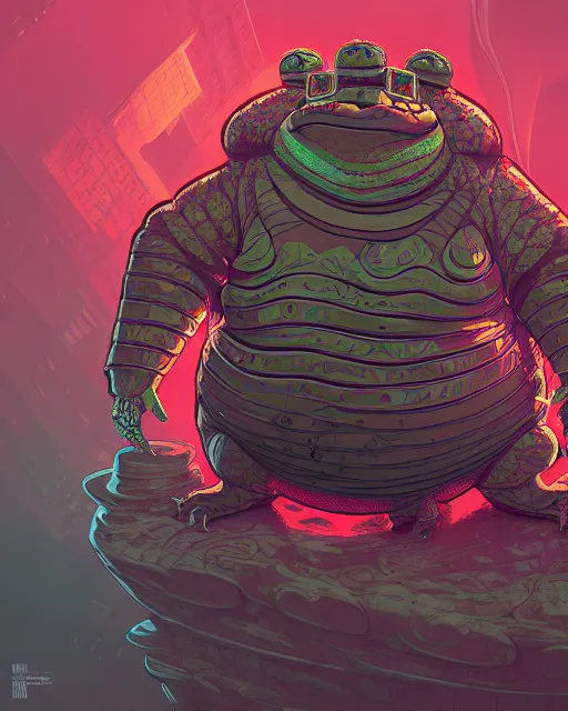 Image similar to a fat slimy anthropomorphic toad king wearing ornate cyberpunk armor, smooth, intricate, elegant, digital painting, artstation, steam, grungy steel, concept art, sharp focus, octane render, illustration, art by josan gonzalez,