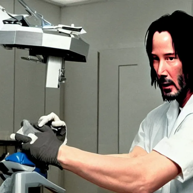 Prompt: keanu reeves preforming surgery