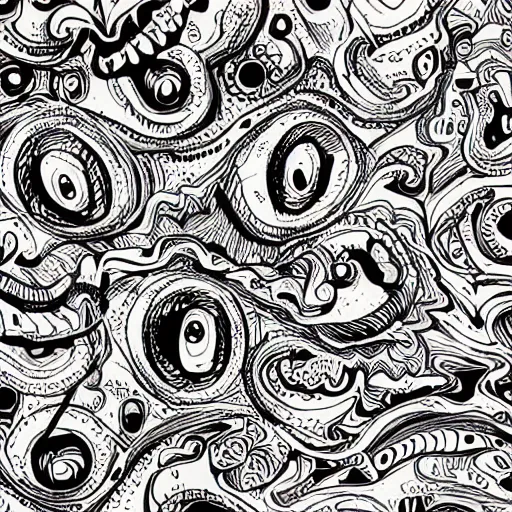 Prompt: monster abstract doodle addicts brocade ashcan school