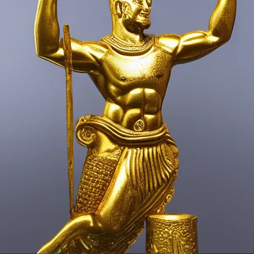 Prompt: gold statue of gilgamesh