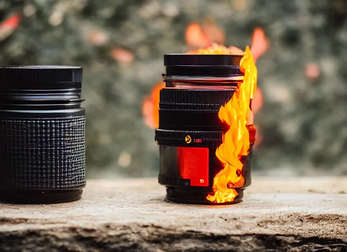 Image similar to dslr photograph of a jar filled with fire, 8 5 mm f 1. 8