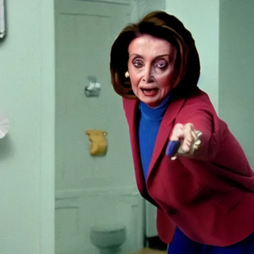 Image similar to nancy pelosi as killer bob in twin peaks, scene from episode directed by david lynch and mark frost, 8 k, 1 9 9 0