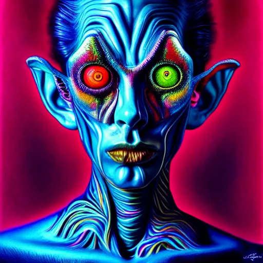 Image similar to An extremely psychedelic portrait, surreal, LSD, face, detailed, intricate, elegant, lithe, highly detailed, digital painting, artstation, concept art, smooth, sharp focus, illustration, art by Jason Edmiston