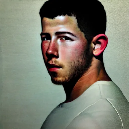 Prompt: high quality, high detail, realistic portrait of nick jonas, painted by andrew wyeth, dramatic lighting, cinematic composition