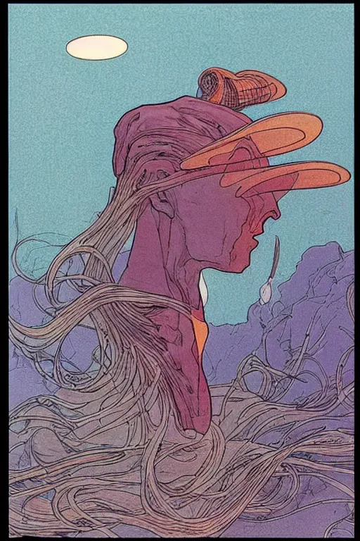 Prompt: tinnitus, by moebius