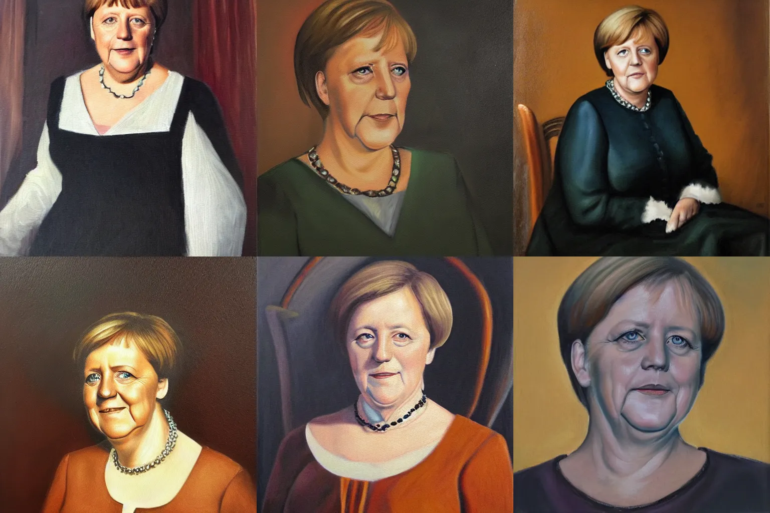 Prompt: Portrait of Merkel, oil painting, aristocrat