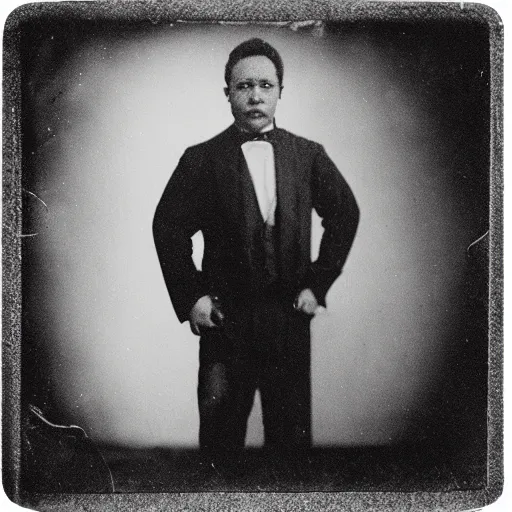 Prompt: “ tintype photograph of a time traveller in a suit made of ferro fluid ”