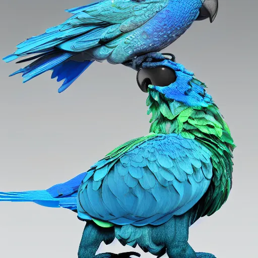 Prompt: blue liquid motion fluids forming blue parrot bird, hyper detailed, vray render