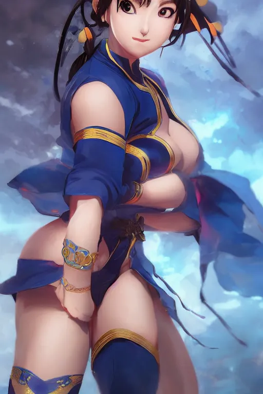 Image similar to A semi realistic anime portrait of Chun li, by Stanley Artgerm Lau, WLOP, Rossdraws, James Jean, Andrei Riabovitchev, Marc Simonetti, and Sakimichan, tranding on artstation