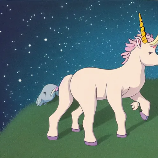 Image similar to baby-unicorn lying in hands,GHIBLI