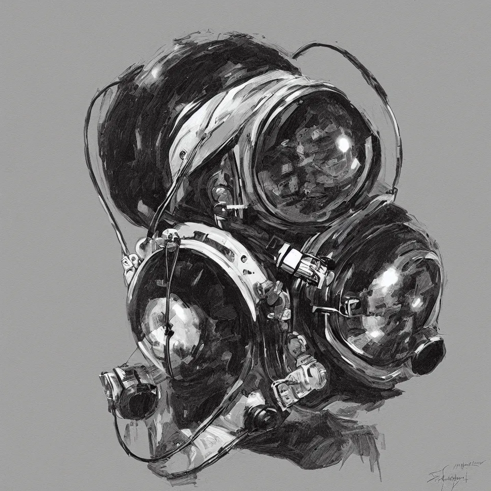 Prompt: a detailed single astronaut helmet wearing a headphone by will eisner, digital painting, digital art, beautiful, dynamic lighting, cinematic, epic composition, masterpiece