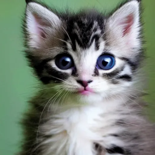 Prompt: photograph of a little fluffy kitten smirking smugly
