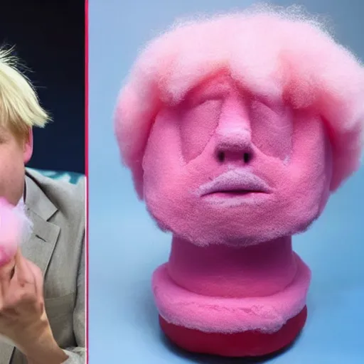 Image similar to photo of cotton candy that looks like boris johnson