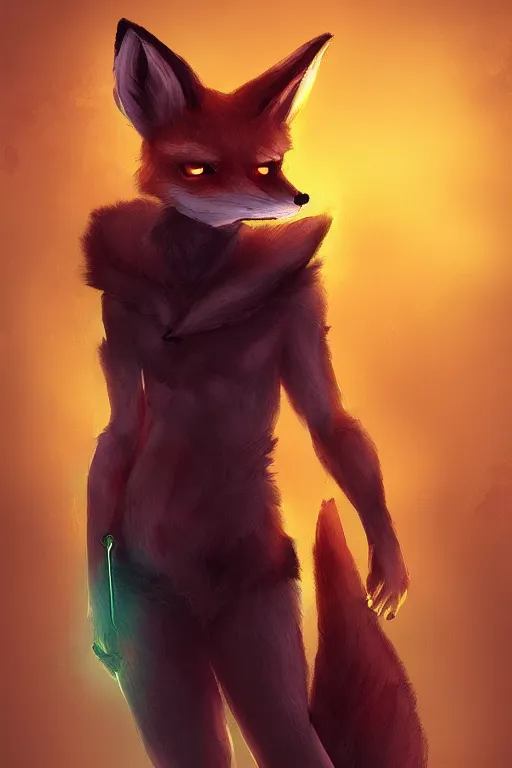 Image similar to a fox fursona, trending on artstation, by kawacy, furry art, digital art, cyberpunk, high quality, backlighting