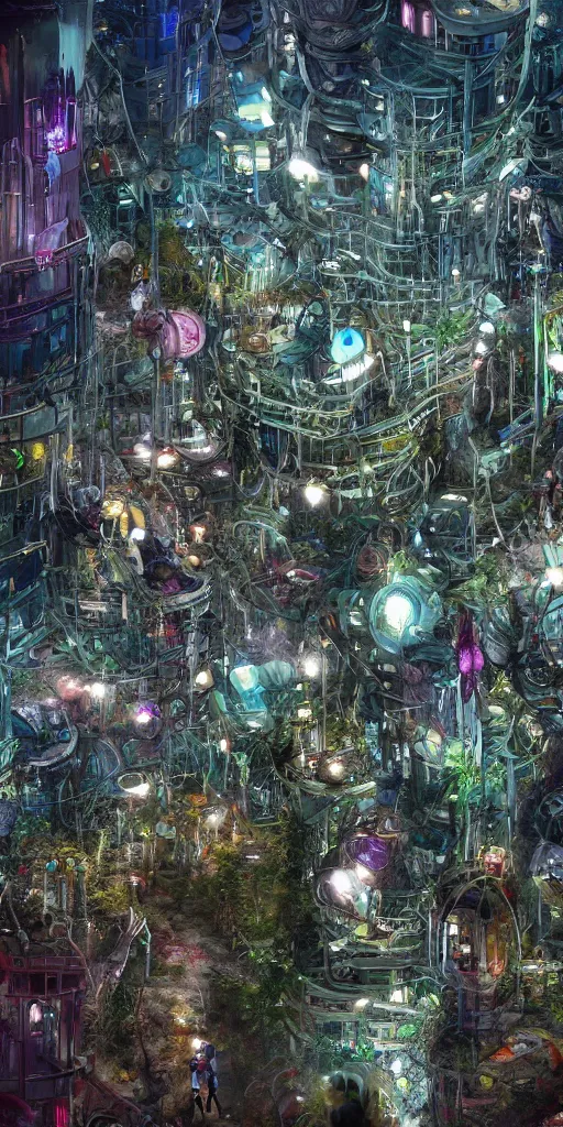 Prompt: photo of a biopunk city