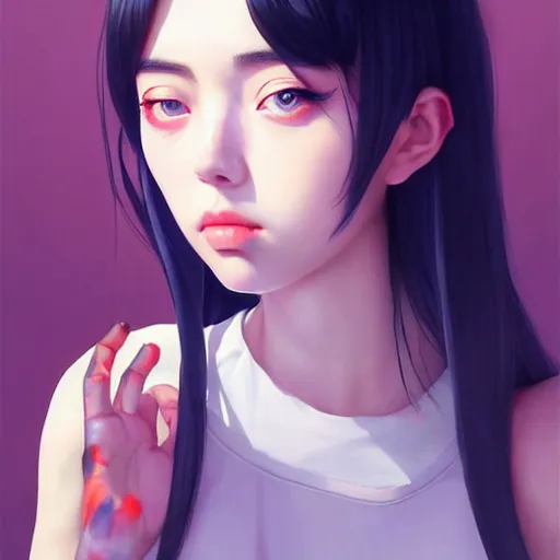 Image similar to a beautiful korean kpop billie eilish alluring instagram model in crop top, by guweiz and wlop and ilya kuvshinov and artgerm, symmetrical eyes, aesthetic, gorgeous, stunning, alluring, attractive, artstation, deviantart, pinterest, digital art