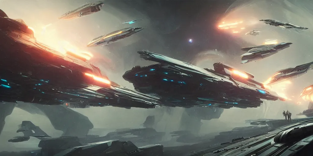 Prompt: intergalactic spaceship battles in space, lazer glow gunfights, concept art by morpheus and greg rutkowski. intricate, elegant, highly detailed digital, concept art, smooth, sharp focus, illustration