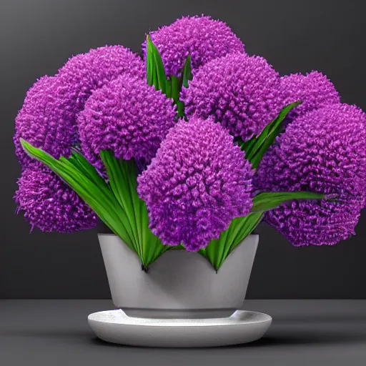 Image similar to a stunning render of a vase of hyacinths, octane, blender, houdini, 8 k, incredibly detailed