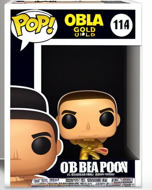 Prompt: solid gold obama special edition funko pop, product picture, ebay listing