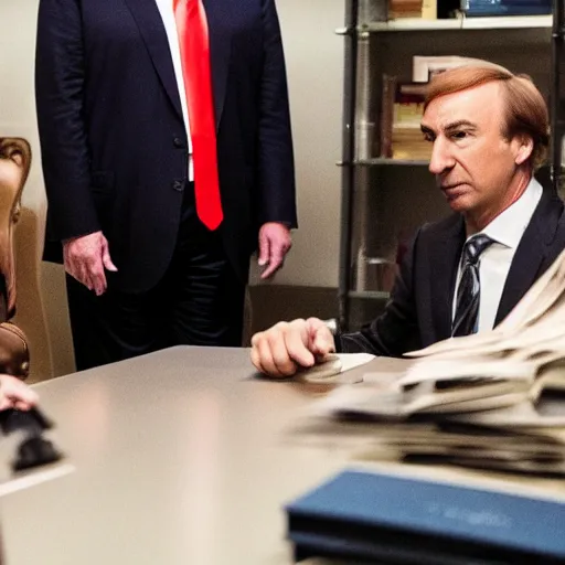 Image similar to donald trump getting legal advice from saul goodman