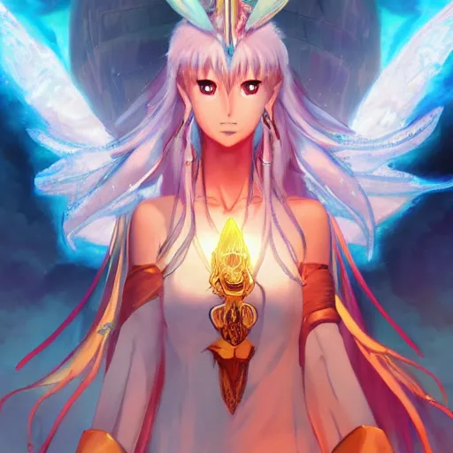 Image similar to anime portrait of Celestia as a shaman yedi using dark force to eliminate trump as an anime antagonist by Stanley Artgerm Lau, WLOP, Rossdraws, James Jean, Andrei Riabovitchev, Marc Simonetti, and Sakimichan, trending on artstation