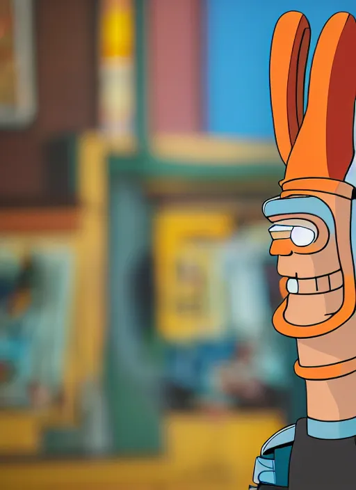 Image similar to portrait photo still of real life futurama character bender, 8 k, 8 5 mm f 1. 8