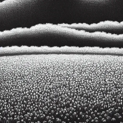 Prompt: A serene flower field at night by Kentaro Miura, highly detailed, black and white