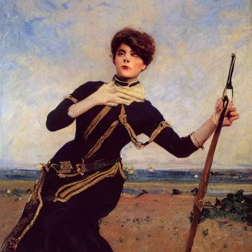 Image similar to action heroine by alfred stevens