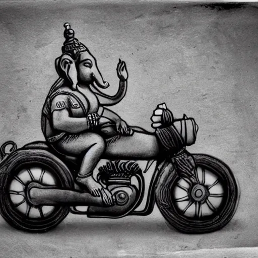 Image similar to ganesha riding a motorcycle