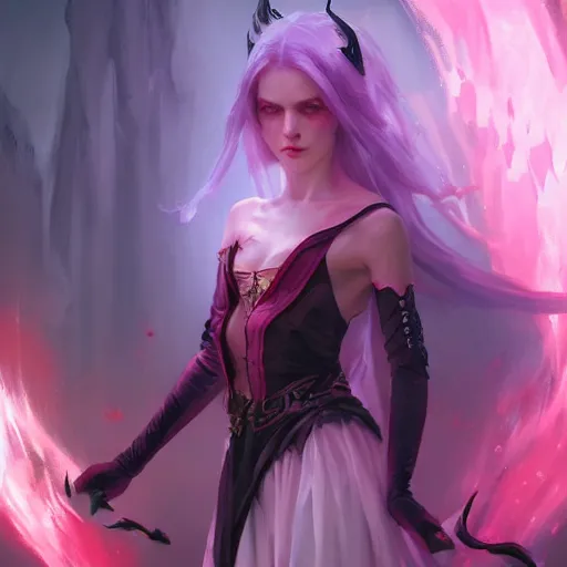 Prompt: immortal novice vampire princess summons demons from hell cute colorful pink gothic girly 4 k high definition artstation trending path traced contrast light and dark colorful bokeh massive scale cinematic breathtaking happy, art by greg rutkowski