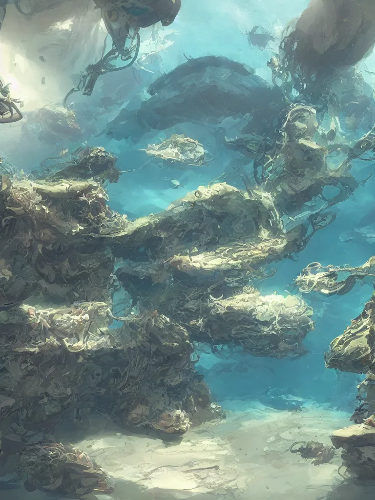 Prompt: underwater by Disney Concept Artists, blunt borders, rule of thirds